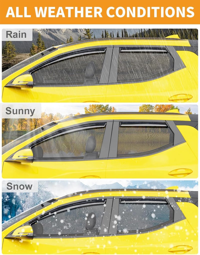 Deejecsun in-Channel Window Rain Guards Fit for Hyundai Santa Cruz 2022-2026 Rain Guards Extra Durable Window Deflectors Visors Vent Visors Shades Vent Car Accessories -4 pcs - Image 5